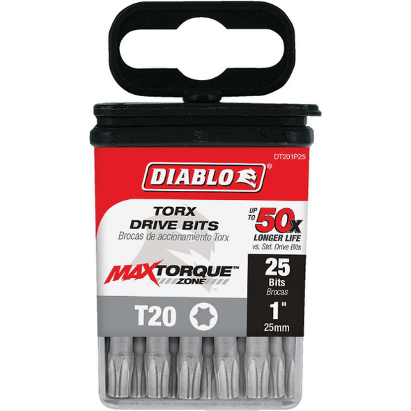 Diablo T20 TORX 1 In. Insert Impact Screwdriver Bit (25-Pack) DT201P25