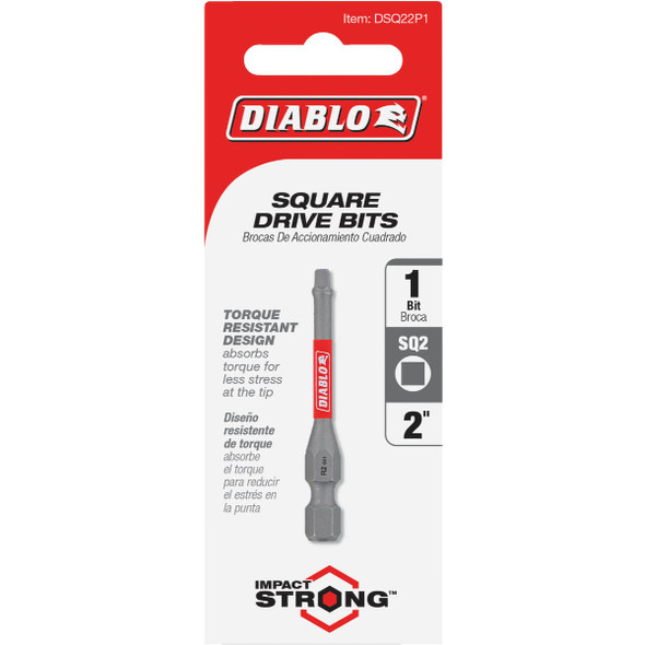 Diablo #2 Square Recess 2 In. Power Impact Screwdriver Bit DSQ22P1
