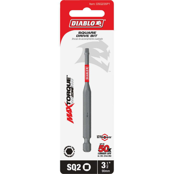 Diablo #2 Square Recess 3-1/2 In. Power Impact Screwdriver Bit DSQ235P1