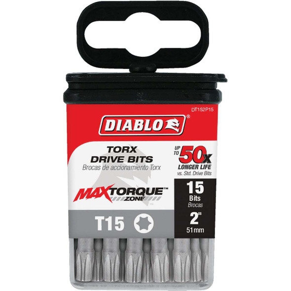 Diablo T15 TORX 2 In. Power Impact Screwdriver Bit (15-Pack) DT152P15