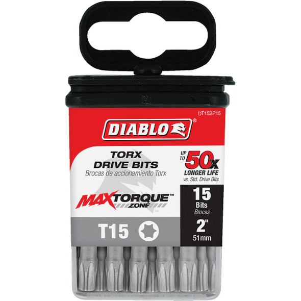 Diablo T15 TORX 2 In. Power Impact Screwdriver Bit (15-Pack) DT152P15