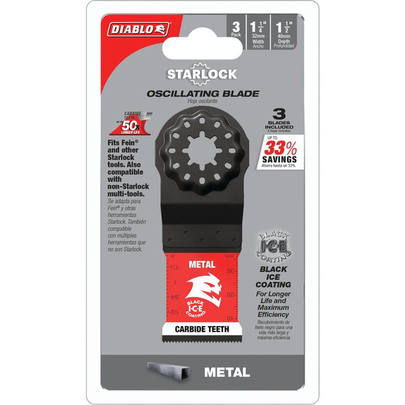 Diablo Starlock 1-1-4 In. Carbide Oscillating Blade for Metal (3-Pack) DOS125CF3 345565