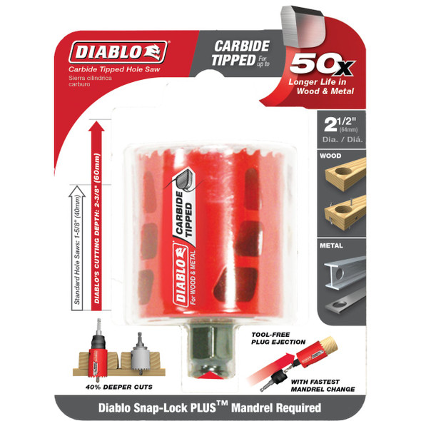 Diablo 2-1-2 In. Carbide-Tipped Hole Saw DHS2500CT 300746