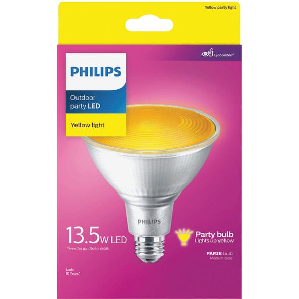 Philips 100W Equivalent Yellow PAR38 Medium Dimmable LED Bug Light Bulb 568279 501960