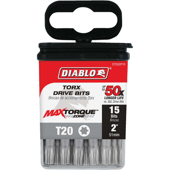 Diablo T20 TORX 2 In. Power Impact Screwdriver Bit (15-Pack) DT202P15