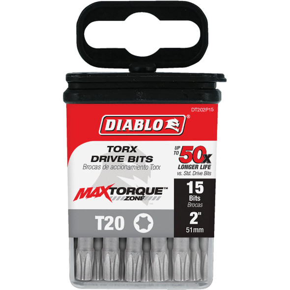 Diablo T20 TORX 2 In. Power Impact Screwdriver Bit (15-Pack) DT202P15