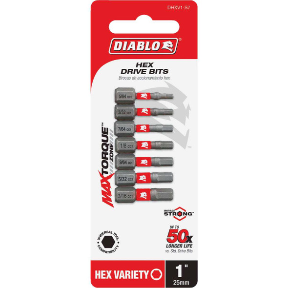 Diablo 7-Piece Assorted Impact Screwdriver Bit Set DHXV1-S7