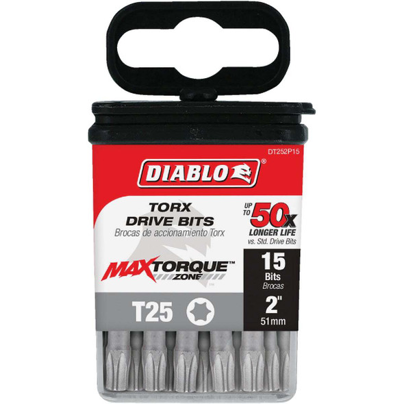 Diablo T25 TORX 2 In. Power Impact Screwdriver Bit (15-Pack) DT252P15