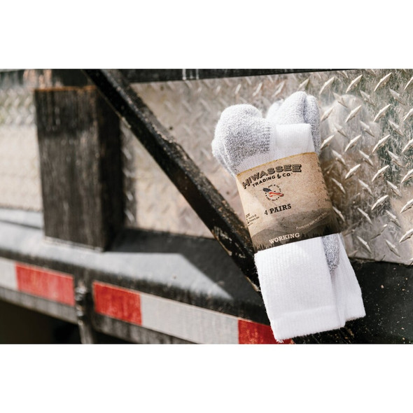 Hiwassee Trading Company Working Series Large White Crew Sock (4-Pack) 72375 711665