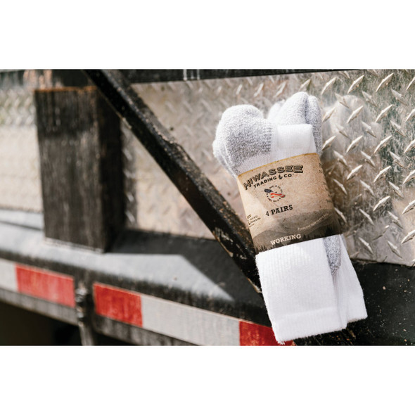 Hiwassee Trading Company Working Series Large White Crew Sock (4-Pack) 72375 711665