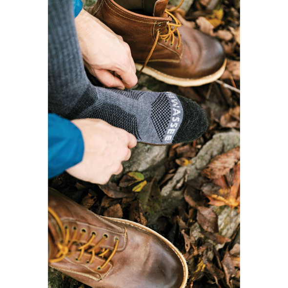 Hiwassee Trading Company XL Charcoal-Blue Lightweight Performance Tech Crew Sock 72774 752774