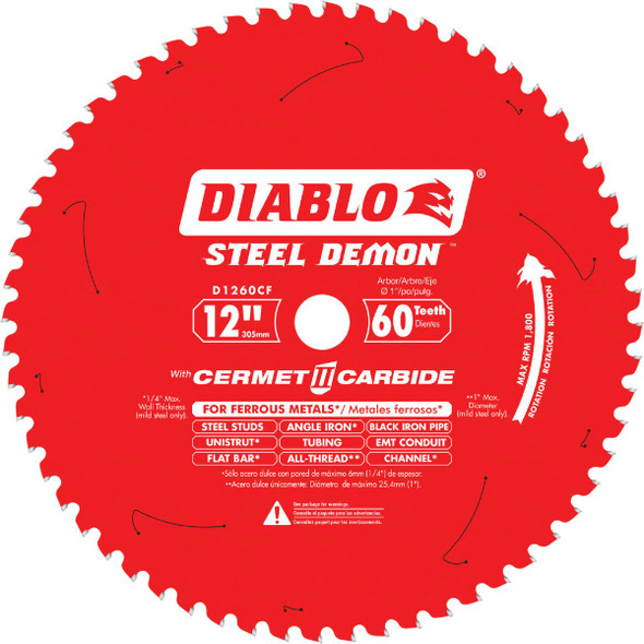 Diablo Steel Demon 12 In. 60-Tooth Cermet II Metal Circular Saw Blade D1260CF