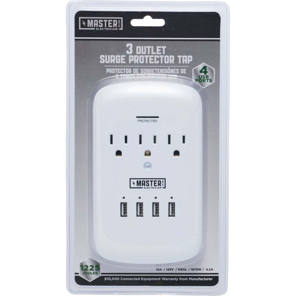 Do it Best 3-Outlet/4-USB 1200J White Plug-In Surge Protector LA-9A-4