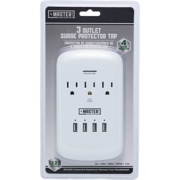 Do it Best 3-Outlet/4-USB 1200J White Plug-In Surge Protector LA-9A-4