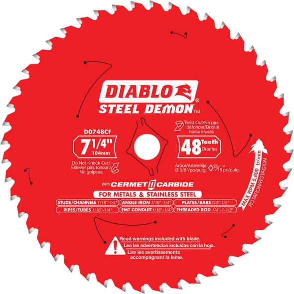 Diablo Steel Demon 7-1/4 In. 48-Tooth Cermet II Metal Circular Saw Blade