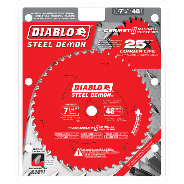 Diablo Steel Demon 7-1-4 In. 48-Tooth Cermet II Metal Circular Saw Blade D0748CFX 320888