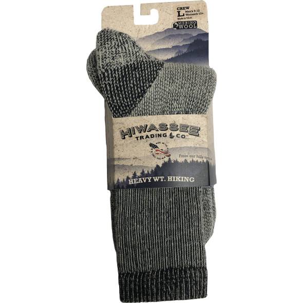 Hiwassee Trading Company Large Charcoal Heavy Weight Hiking Crew Sock Hiwassee Trading Company Large Charcoal Heavy Weight Hiking Crew Sock