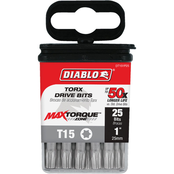 Diablo T15 TORX 1 In. Insert Impact Screwdriver Bit (25-Pack) DT151P25