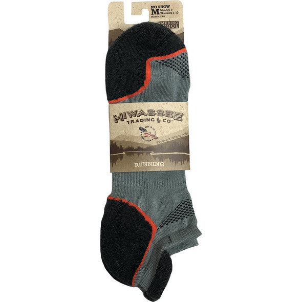 Hiwassee Trading Company Large Gray Lightweight Tech No-Show Sock 73417 761556