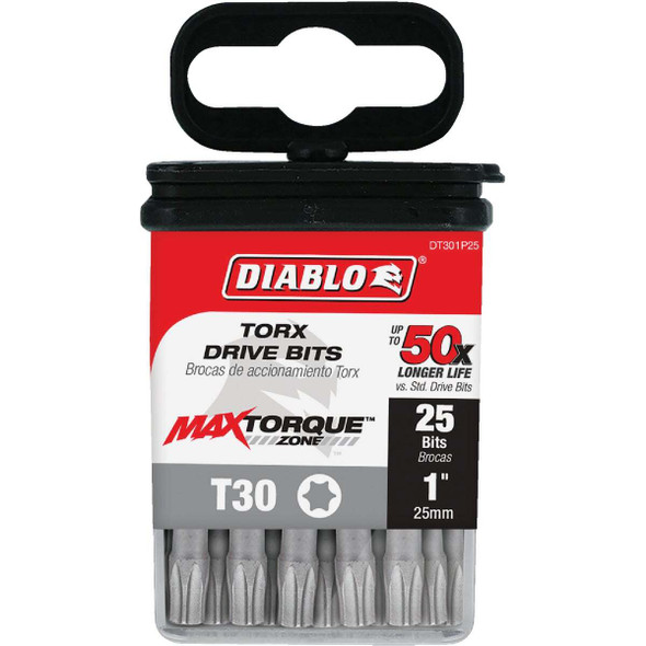 Diablo T30 TORX 1 In. Insert Impact Screwdriver Bit (25-Pack) DT301P25