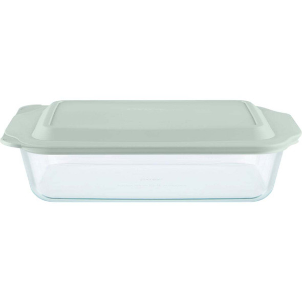 Pyrex 9 In. x 13 In. x 3 In. Glass Deep Baking Dish with Sage Lid 1134582