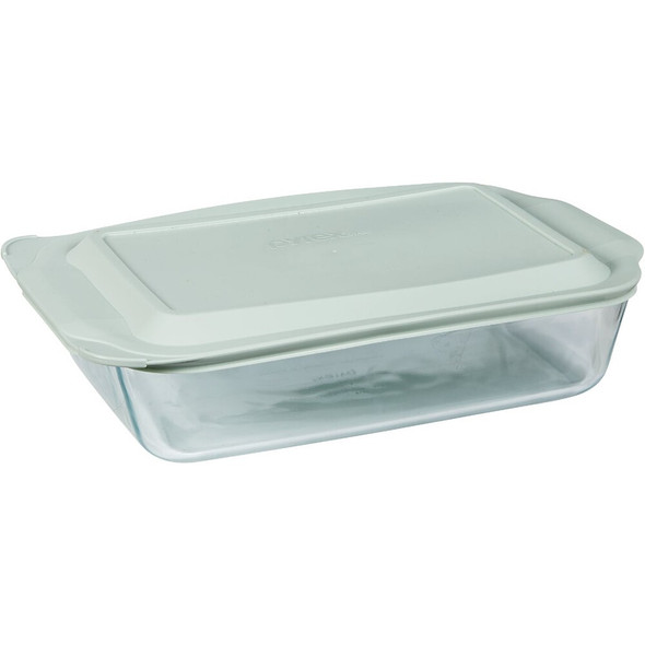 Pyrex 9 In. x 13 In. x 3 In. Glass Deep Baking Dish with Sage Lid 1134582 609242