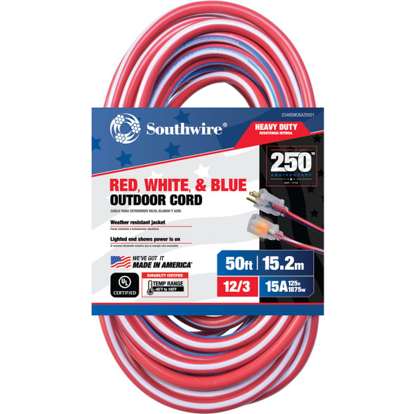 Southwire 12/3 Sjtw Rdwhtbl50 Cord 2548SWUSA25001