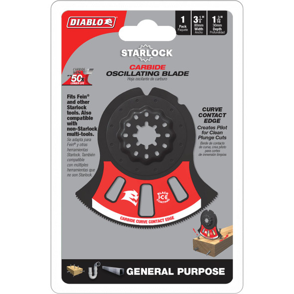 Diablo Starlock 3-1-8 In. Carbide Oscillating Blade for General Purpose Cuts DOS3125RCGP 329571
