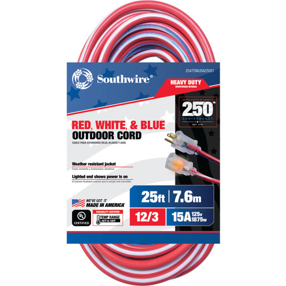 Southwire 12/3 Sjtw Rdwhtbl25 Cord 2547SWUSA25001