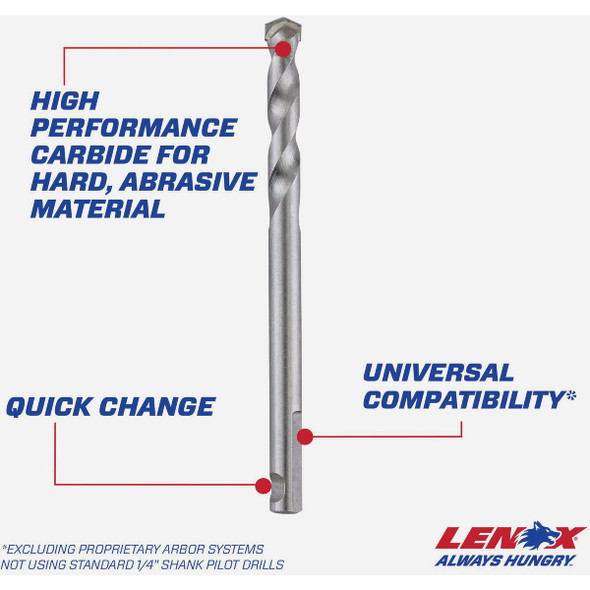 Lenox 3-1-4 In. Carbide Pilot Drill Bit LXAH99314CTPB 373017