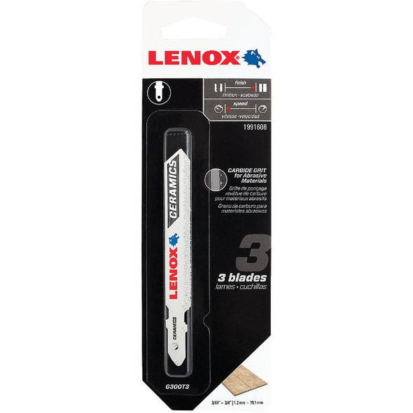 Lenox 3-1-2 In. T-Shank Carbide Grit Jig Saw Blade for Ceramic (3-Pack) 1991608 325522