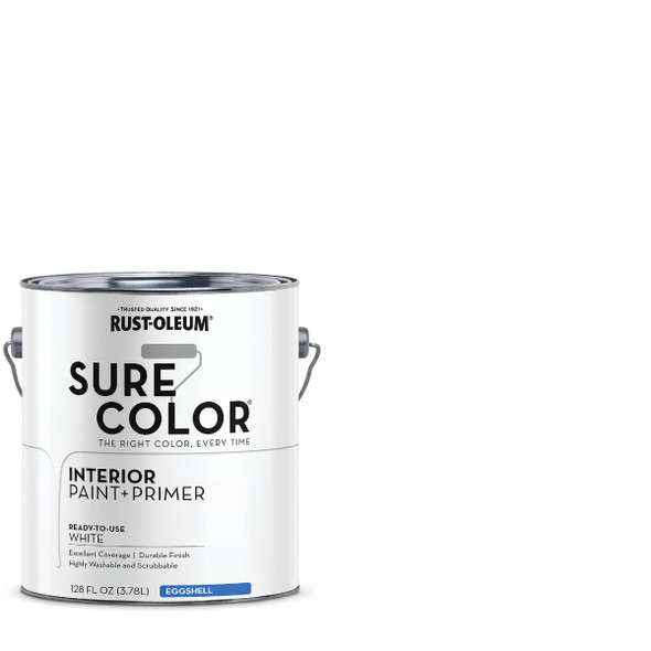 Rust-Oleum Sure Color Eggshell White Interior Wall Paint and Primer, Gallon