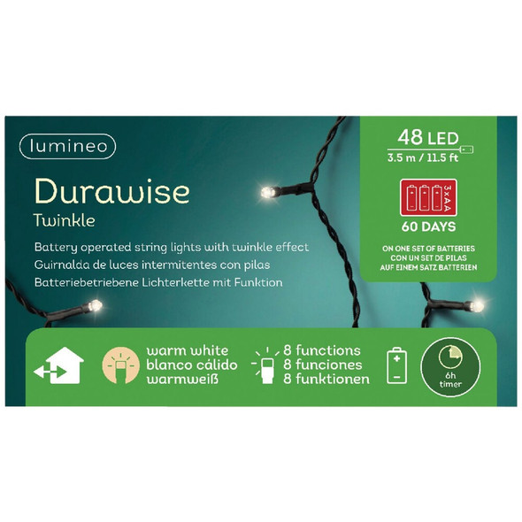 Lumineo Durawise Warm White 48-Bulb 3mm LED Battery Operated Light Set 9497121 943168