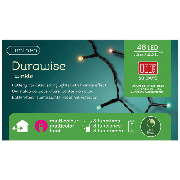 Lumineo Durawise Multi 48-Bulb 3mm LED Battery Operated Light Set 9497126 952590