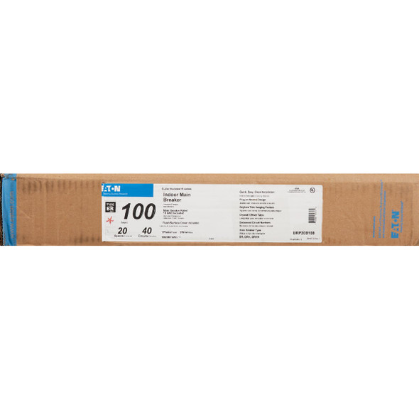 Eaton BR 100A 20-Space 40-Circuit Indoor Plug-On Neutral Load Center Eaton BR 100A 20-Space 40-Circuit Indoor Plug-On Neutral Load Center