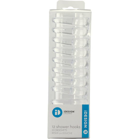 iDesign 2.38 In. L. x 1.75 In. W. x .5 In. Clear Plastic Shower Curtain C-Hook (12-Count)