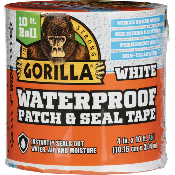 Gorilla 4 In. x 10 Ft. Waterproof Patch & Seal Repair Tape, White 101895