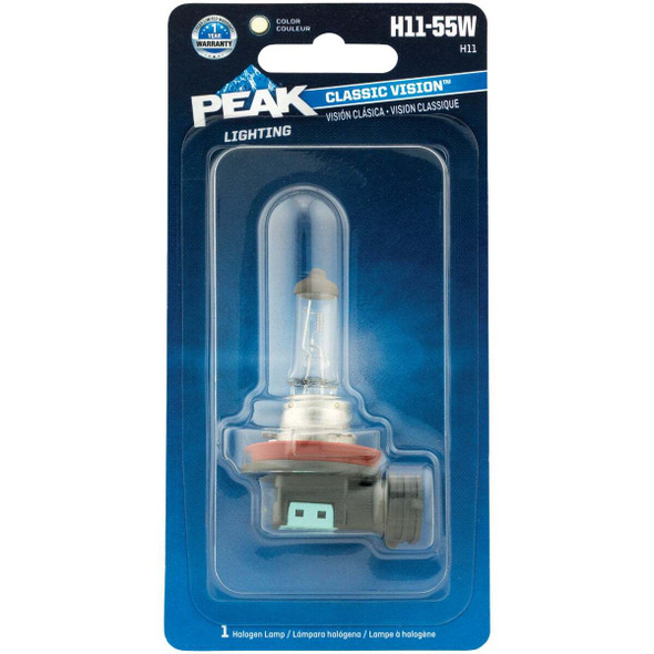 PEAK Classic Vision H11-55W 12V Halogen Automotive Bulb H11-55W-BPP