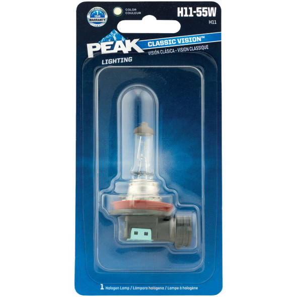 PEAK Classic Vision H11-55W 12V Halogen Automotive Bulb H11-55W-BPP