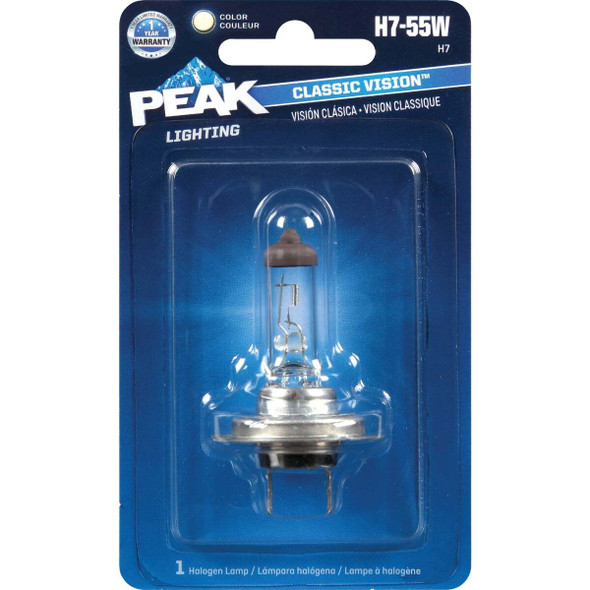 PEAK Classic Vision H7-55W 12V Halogen Automotive Bulb H7-55W-BPP