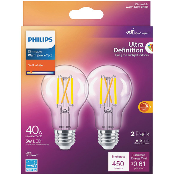 Warm Glow 2pk 40w A19 Wg Led Bulb 573451 530493