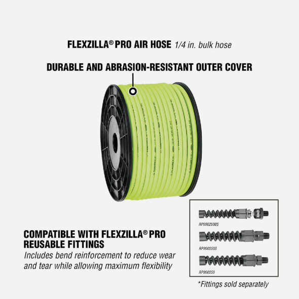 Flexzilla Pro 1-4 In. x 250 Ft. Polymer-Blend Bulk Air Hose HFZ14250YW 570391