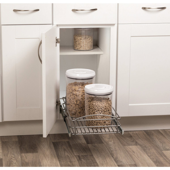 Knape & Vogt Real Solutions 11 In. Silver Multi-Use Pull-Out Basket Cabinet Organizer