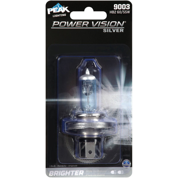 PEAK Power Vision Silver 9003 HB2 12.8V Halogen Automotive Bulb 9003PVS-BPP