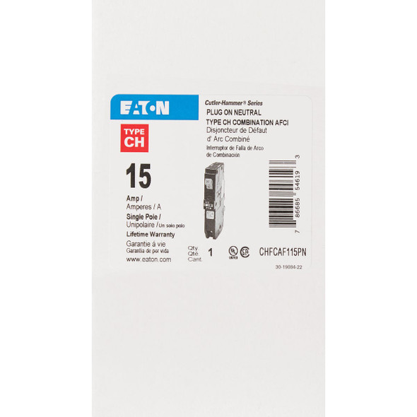 Eaton CH 15A Single-Pole AFCI Circuit Breaker CHFP115AF 546705