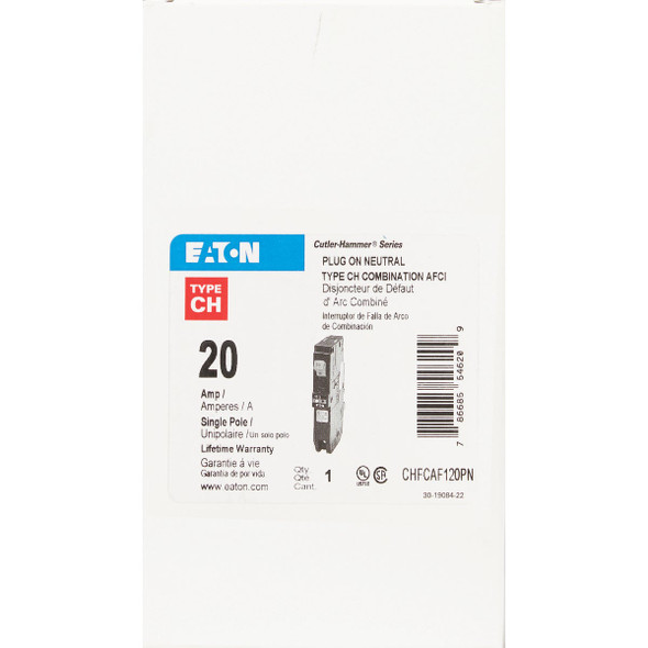 Eaton CH 20A Single-Pole AFCI Circuit Breaker CHFP120AF 549576