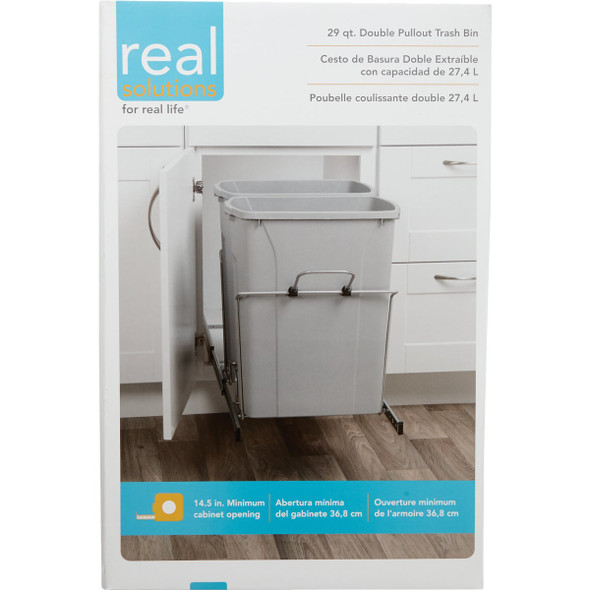 Knape & Vogt Real Solutions 29 Qt. In-Cabinet Double Pull Out Bottom Mount Trash Can