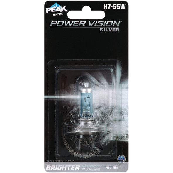 PEAK Power Vision Silver H7-55W 12.8V Halogen Automotive Bulb H7-55WPVS-BPP