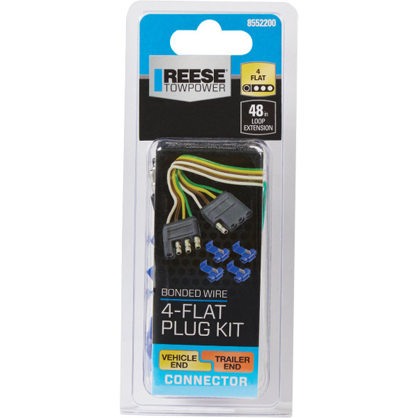 TowSmart Trailer 4 Flat 12 In. Vehicle Socket & Trailer Plug Wiring Connector