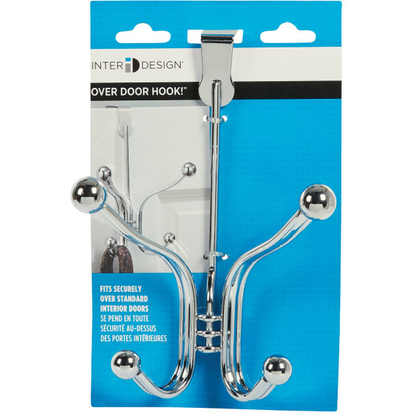 iDesign York Lyra Over-The-Door Chrome Quad Hook 53370 646594